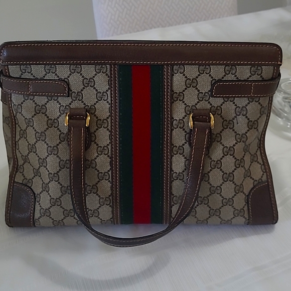 VERY RARE~GUCCI~OPHIDIA~SHERRY LINE~LIMITED EDITION/ TURN/KEY LOCK/TOTE/HANDBAG - Picture 4 of 14